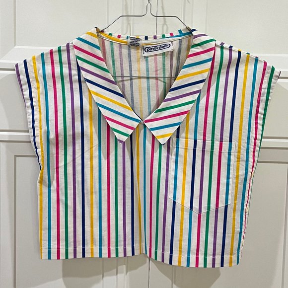 Pinot Noir Tops - Vintage Rainbow-Striped Cropped Top